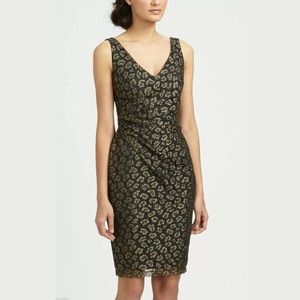 David Meister Metallic Leopard Navy Gold Dress 2